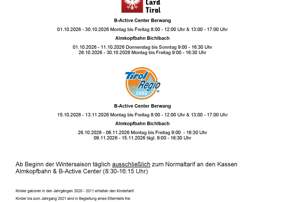 Bergbahnen Berwang - Vorverkauf Saisonkarte Berwang, Tirol Regio Card, Snow Card Tirol Bergbahnen Berwang - Vorverkauf Saisonkarte Berwang, Tirol Regio Card, Snow Card Tirol