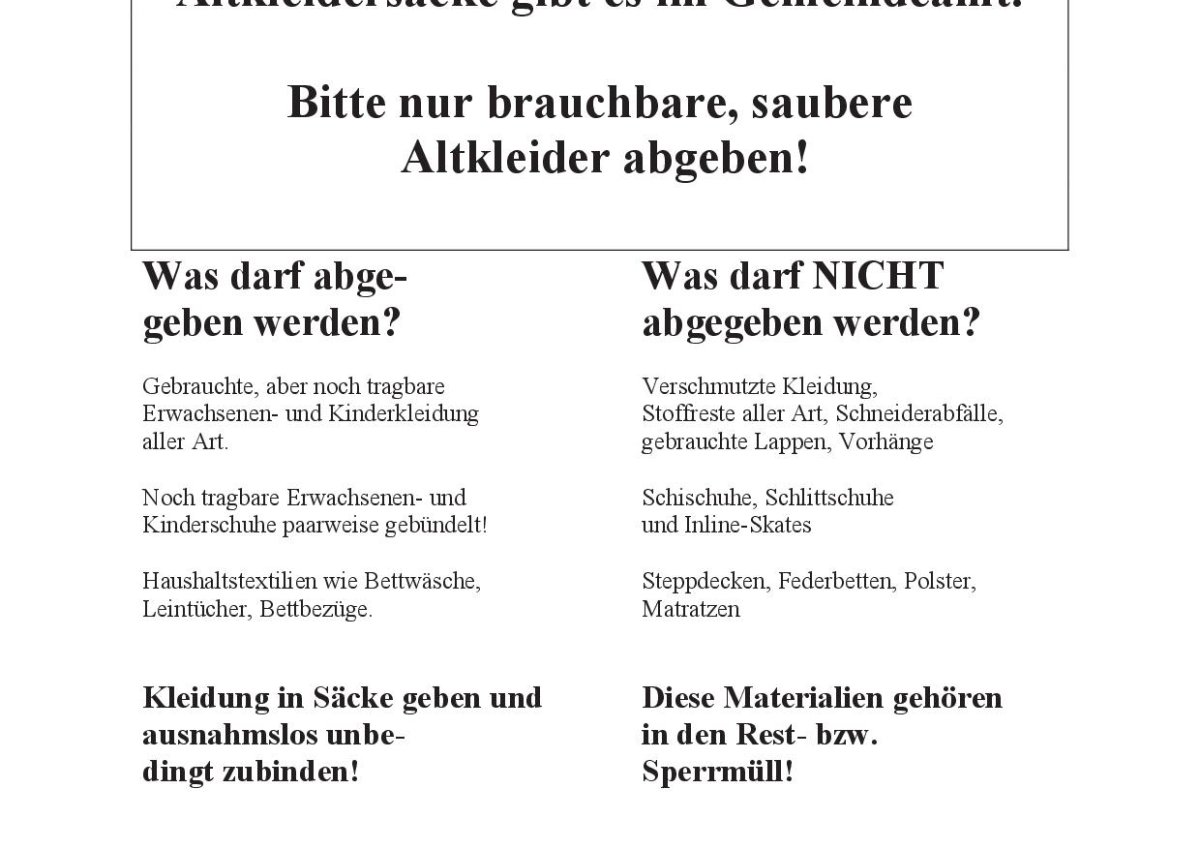 Altkleidersammlung 2026!