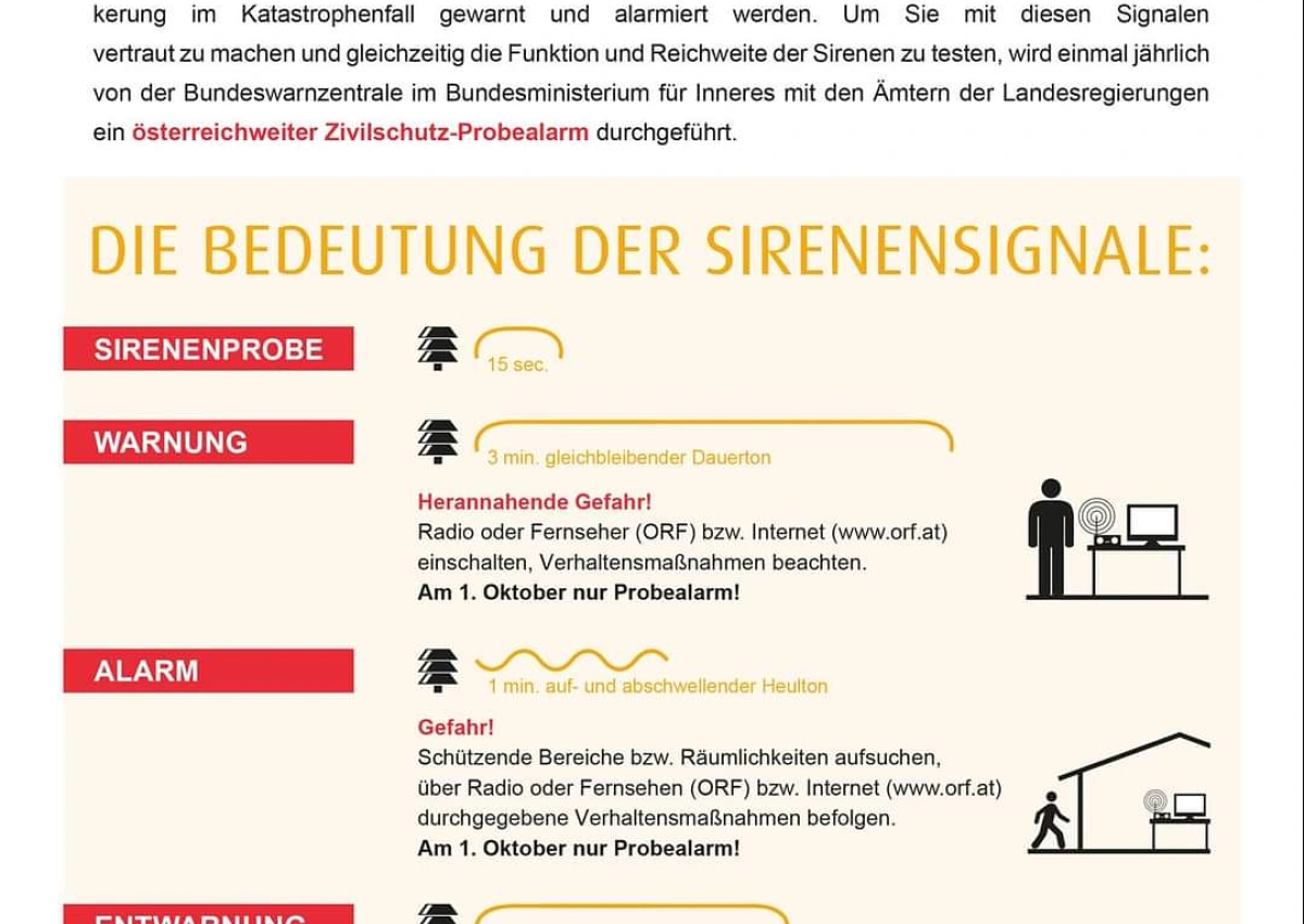 Zivilschutz-Probealarm am Samstag, den 1. Oktober 2022!